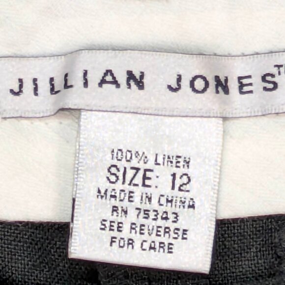 Jillian Jones Crop Pants Womens 12 Black 100% Linen Resort Coastal Tropical Chic - Picture 10 of 11